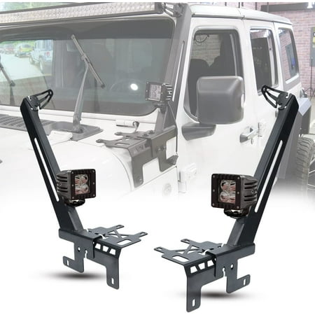 WOLFSTORM 50" - 52" A-Pillar LED Light Bar Windshield Mount Brackets for 2018-2026 Jeep Wrangler JL&JLU,2019-2026 Gladiator JT,Light Bar Mounting Brackets with 2x LED Work Light