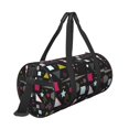 thumbnail image 3 of Xecao Colorful Geometry print Round Travel Duffel Bag is a foldable gym bag with an inner pocket, perfect for travel sports, 3 of 8