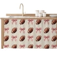 thumbnail image 2 of Pink Bow Football Cabinet Curtain 32"Wx55"L, Dustproof Pantry Door Curtain with Self Adhesive Tape, Modern Game Balls Retro Burlap Tall Storage Cover Privacy Drape for Bathroom Kitchen Laundry Room, 2 of 9