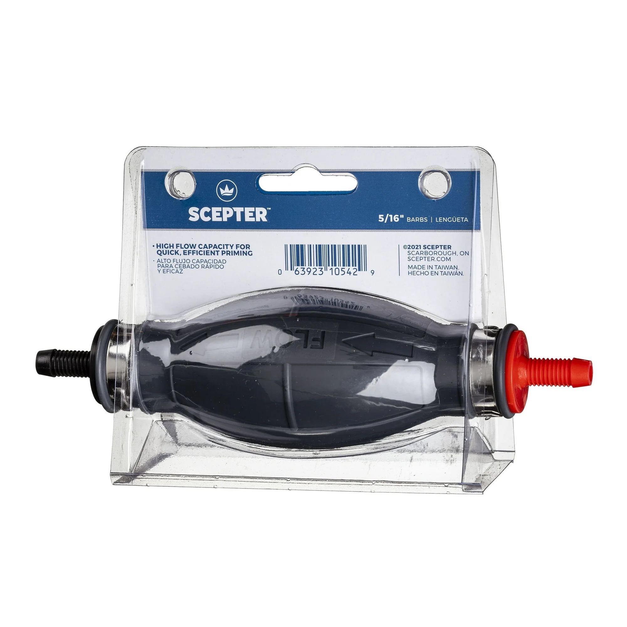 Scepter Marine Fuel Tank Primer Bulb, 5/16" Hose Barbs, 10542, Boat Accessories 4.5"H x 7.13"L x 1.88"W