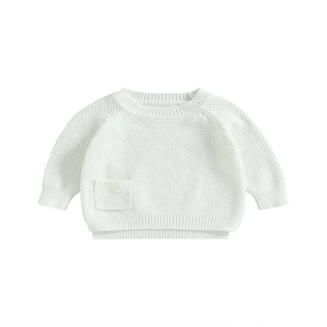 Nouveau-né Fille Garçon Pull Tricoté à Manches Longues avec Poche Vêtements Chauds Automne Hiver