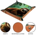 thumbnail image 3 of Women Girls Leather Square Dish Trinket Plate Jewelry Tray, Animal Sloth Forest Flag Mothers Day Birthday Gift, 20.5x20.5cm, 3 of 6