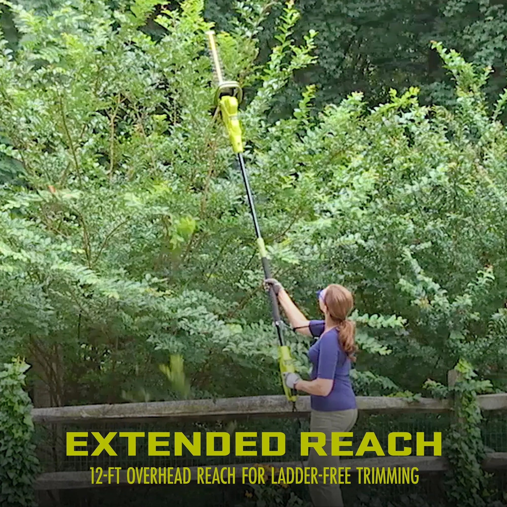 Open Box Sun Joe 19” Electric Pole Hedge Trimmer, Dual Blade Tool SJH904E