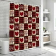 thumbnail image 6 of Red Plaid Valentine's Day Bathroom Shower Curtains with 12 Hooks Polyester Waterproof Shower Curtain for Stalls and Bathtubs Checkered Farmhouse Valentines Decorative Bathroom Curtain 66x72 Inches, 6 of 9