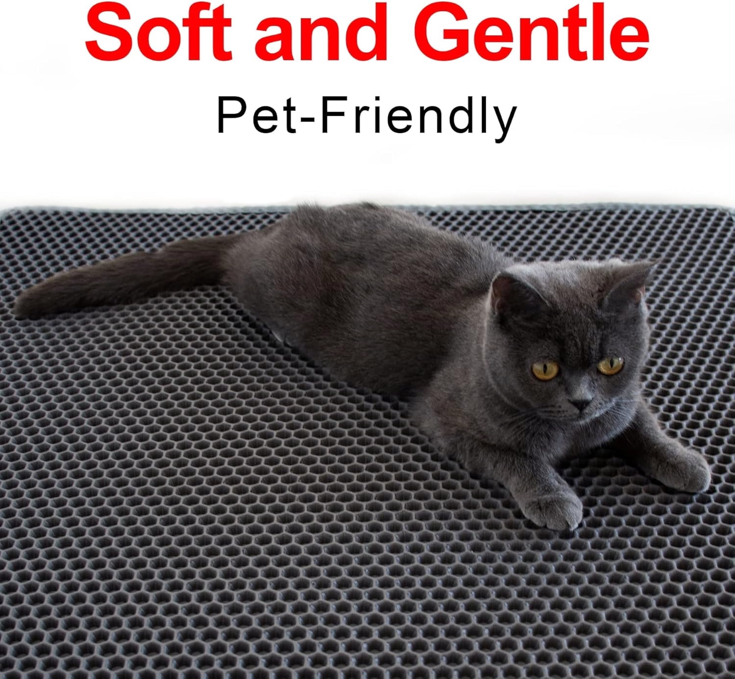 Premium Grey Cat Litter Box Mat 36"x30" Easy-Clean Waterproof Trapping Pad