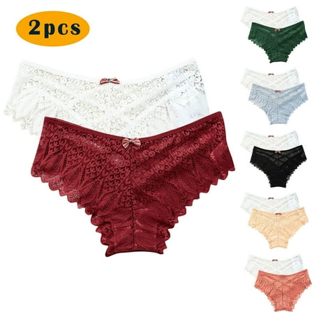 Kmdttou Seamless Underwear for Women Sexy Lace High Cut Panties Comfort Bikini Panty Stretch Underpants Breathable Ladies Briefs (Regular & Plus Size) Wine-S