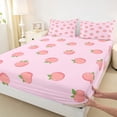 thumbnail image 3 of Homewish Peach Bed Sheets,Summer Fruit King Sheets,Pink Green Sheet Set For Girls,Ultra Soft Home Decor,4-Piece, 3 of 7