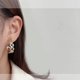 thumbnail image 5 of Pendientes geométricos con agujas plateadas, pendientes con círculos sonrientes, diseño de otoño e invierno para mujer, 5 of 5