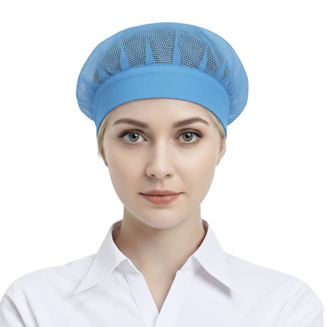 TOPTIE Mesh Cap Unisex Elastic Band Bouffant Hat Lightweight Breathable Solid Work Cap for Kitchen Restaurant Workshop