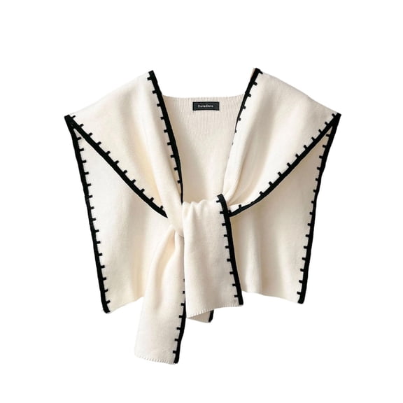 Junboys Womens Knit Shawl Scarf - Knotted Shirt Style Cape Wrap, Shawl Wraps for Women & Scarf for Women, Perfect for Office and Daily Layering,Beige