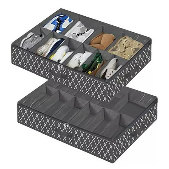 TKSE Conteneurs De Stockage sous Le Lit - Solution De Stockage De Chaussures Pliable Réglable sous Le Lit pour la Maison, L'hôtel, Noir