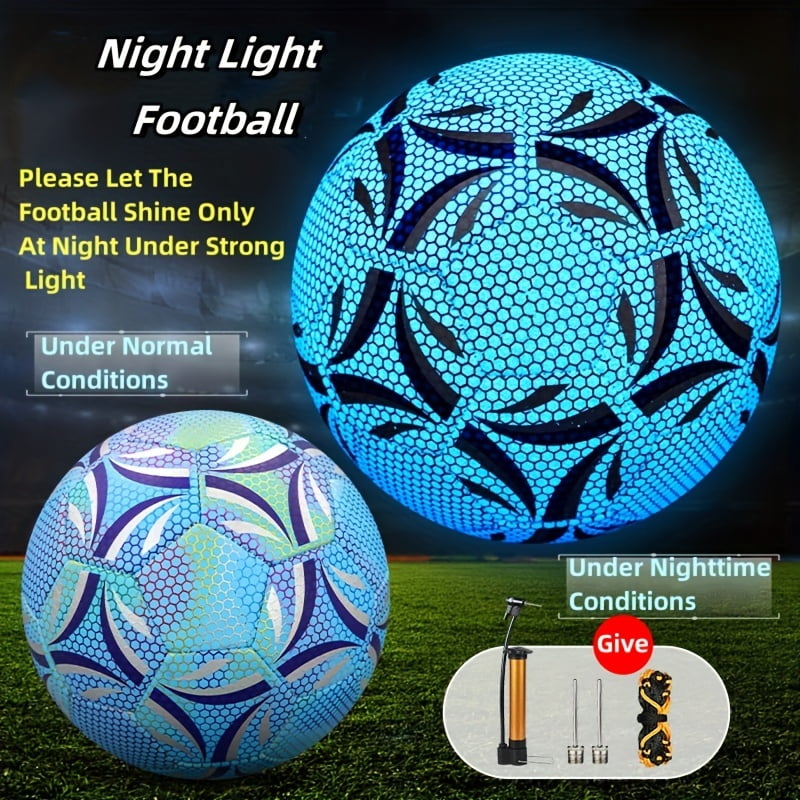 Glow in Dark Soccer Ball - 1pc Professional Night Match TPU Football Size 4/5, Great Choice for Adult Unisex, Ideal for Night & Beach Parties, Perfect for Holiday Gift with Pump &  Needle