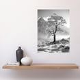 thumbnail image 2 of Frozen Tree in Snowy Mountain Landscape Bright Black and White Photograph Winter Sunrise Crisp Morning Light Large Wall Art Poster Print Thick Paper 18X24 Inch, 2 of 5