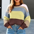thumbnail image 5 of Women's Color Block Cropped Sweaters Winter Trendy Casual Going Out Striped Pullover Tops for Fall and Winter, Stylish and Comfortable, Perfect for Fashionable Wear,Dark Gray,Size M, 5 of 5