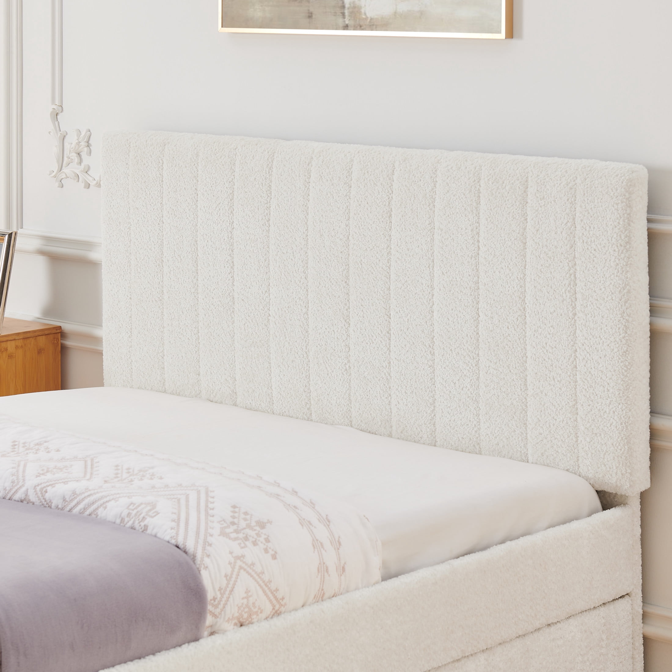 Noble House Fioren Full Size Chenille Upholstered Bed Frame, Space Saving Daybed with Hidden Trundle, Gray