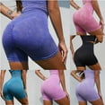 thumbnail image 4 of Women's Nylon Short Leggings Stretchy High Waist Butt Lifting Breathable Quick-dry Yoga Shorts Workout Running Gym Athletic Shorts Blue,S, 4 of 4