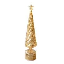 NWOKYZGH Rotating Light-Up Glass Christmas Tree Ornament Spinning Crystal Table Decorations