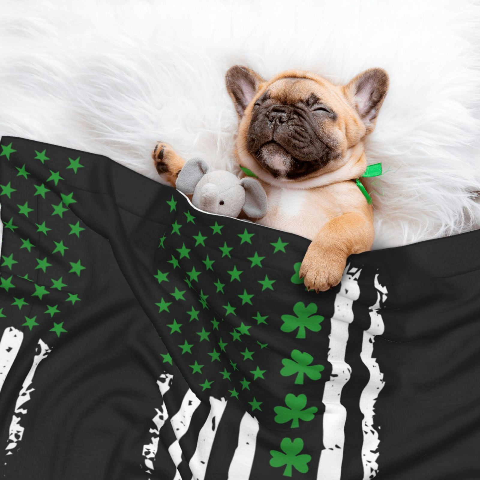St. Patrick'S Day Irish America Flag Dog Blanket Soft Warm Flannel Cat Blanket Great Pet Throw for Cats Puppy Small Medium Large Dog
