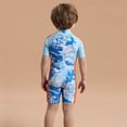 thumbnail image 6 of BULLPIANO Boys' Swimwear One Pieces Zipper Toddler Short Sleeve Rash Guard Sunsuits with Hat UPF50+ Sun Protection,Size 5-6 Years, 6 of 9