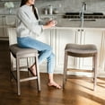 thumbnail image 3 of Maven Lane Adrien Backless Saddle Kitchen Stool, Walnut Finish, Set of 3, 3 of 6