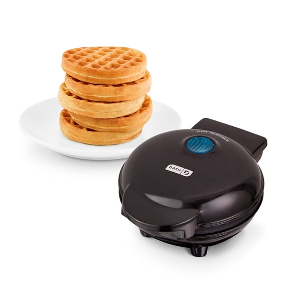 DASH DMW001BK Mini Fabricant pour Gaufres Individuelles, Pommes de Terre Rissolées, Pépites Céto Faciles à Nettoyer, Surfaces Antiadhésives, 4 Pouces, Noir