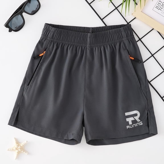hengsof Youth Unisex Stretchy Casual Shorts, Solid Color Ice Silk Lightweight Elastic Waist Athletic Shorts for Summer, Big Kids Ages 6 to 15 Years