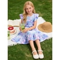 thumbnail image 5 of Aideaone Girls Dresses Ruffle Sleeveless A-Line Cute Church Dress Flutter Hem Butterfly Sundress with Belt 7-13 Years, 5 of 7