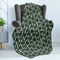 thumbnail image 4 of Jungle Foliage Soft Flannel Fleece Throw Blanket, Pattern of Monstera Leaves on Vertical Brushstroke Stripes, Cozy Plush for Indoor and Outdoor Use, 50" x 70", Charcoal Grey Green, by Ambesonne, 4 of 5