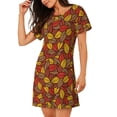 thumbnail image 2 of Fuzoiu Fall Leaves Print Women Nightgowns, Soft Comfy Lightweight Short Sleeves Sleepwear,Crew Neck Loungewear, 2 of 6
