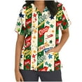 thumbnail image 2 of Holiday Gifts! Titcea Christmas Scrub Tops Women Xmas Printed Short Sleeved V Neck Scrub Tops with Pockets Lightweight Stretchy Cute Working Uniform, 2 of 5