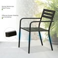 thumbnail image 3 of 4-Piece Black Metal Patio Dining Chairs Set, Heavy Duty Outdoor Stackable Garden Chairs with Ergonomic Armrests for Backyard Lawn Patio Furniture, 3 of 5