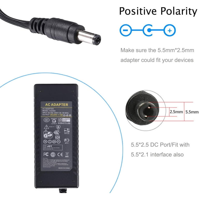 24V 4A Power Supply Adapter - AC 100-240V 50/60HZ DC 24 Volt 4A 96W Power  Adapter Converter Transformer Charger 