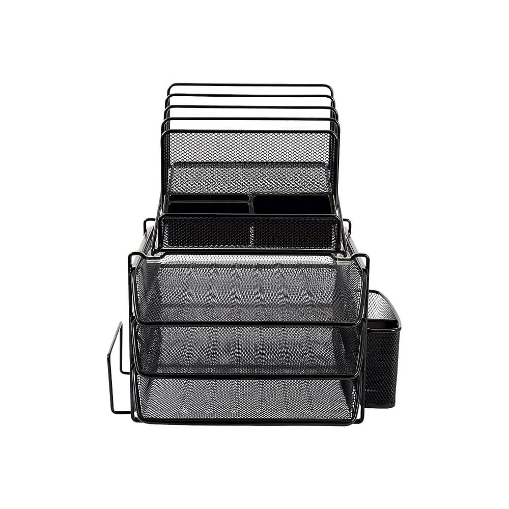 Staples All-in-One Wire Mesh Desk Organizer Black (29491 ...