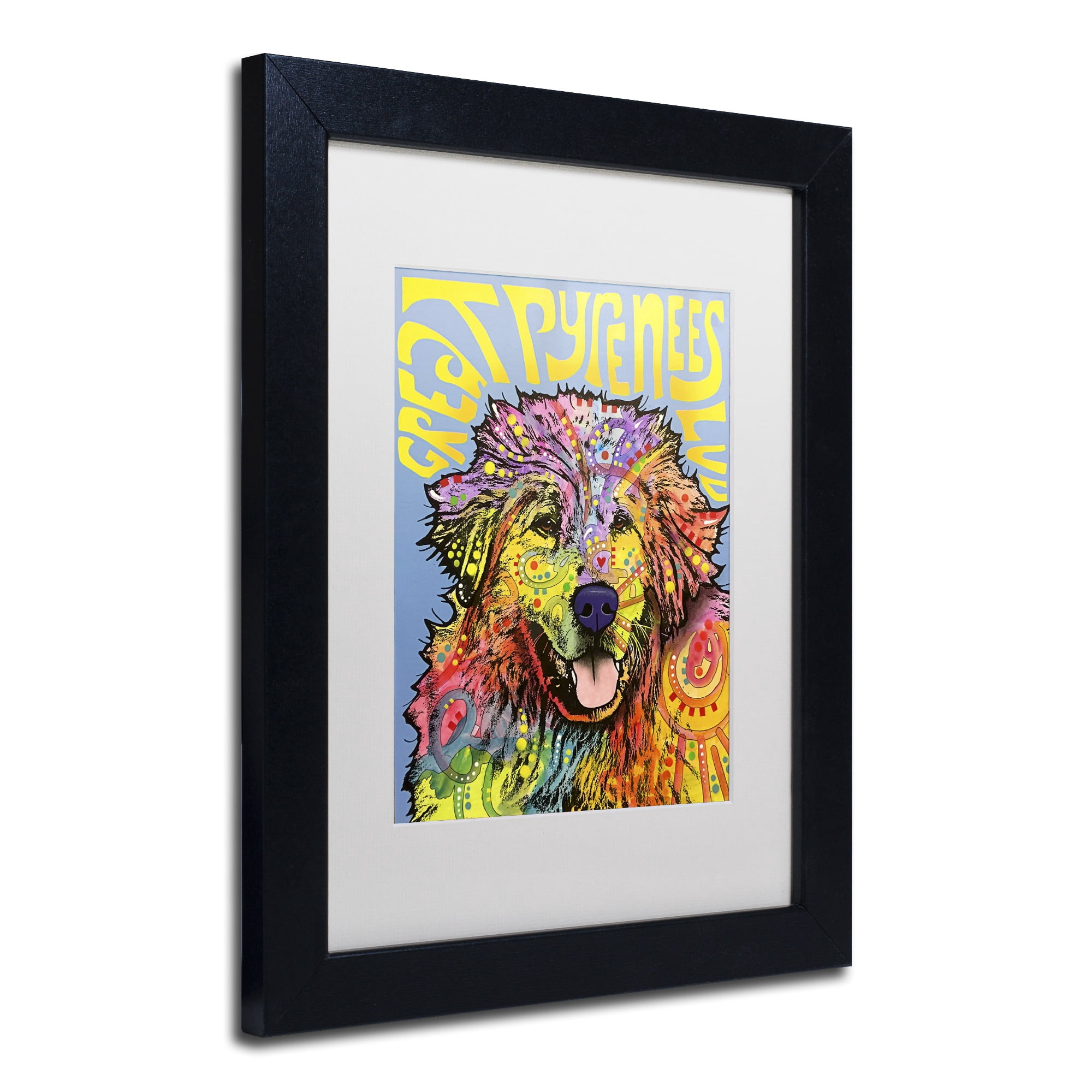 Trademark Fine Art 'Great Pyrenees' Canvas Art by Dean Russo, White Matte, Black Frame