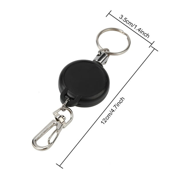 Cadena De Llave Retráctil De Alambre De Acero Llave De Para Bolso Negro De 60 Cm