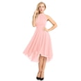thumbnail image 3 of iiniim Women's Sleeveless Bridesmaid Dress High Low  Chiffon Halter Neck Evening Party Prom Dresses, 3 of 7