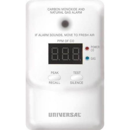 PLUG IN COMBINATION CARBON MONOXIDE AND NATURAL GAS DETECTOR WITH DIGITAL DISPLAY AND 9 VOLT BATTERY BACK UP, 120