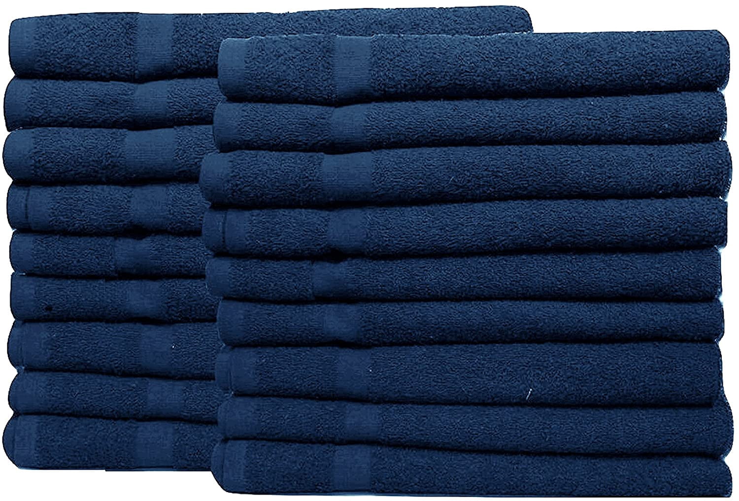 EOM Towels Bleach Safe 100% Cotton Ringspun Vat Dyed Hand Towels Size 16" X 28" 12 Pack Great for Salon, Gym and Home use. (Dark Blue)