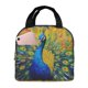 thumbnail image 1 of Fotbe Peacocks Bolsa Térmica con Estampado y Forro de Aluminio Grueso Bolsa de Almuerzo con Bolsillo Frontal para Hombres y Mujeres, Ideal para Trabajo, Escuela, 1 of 8