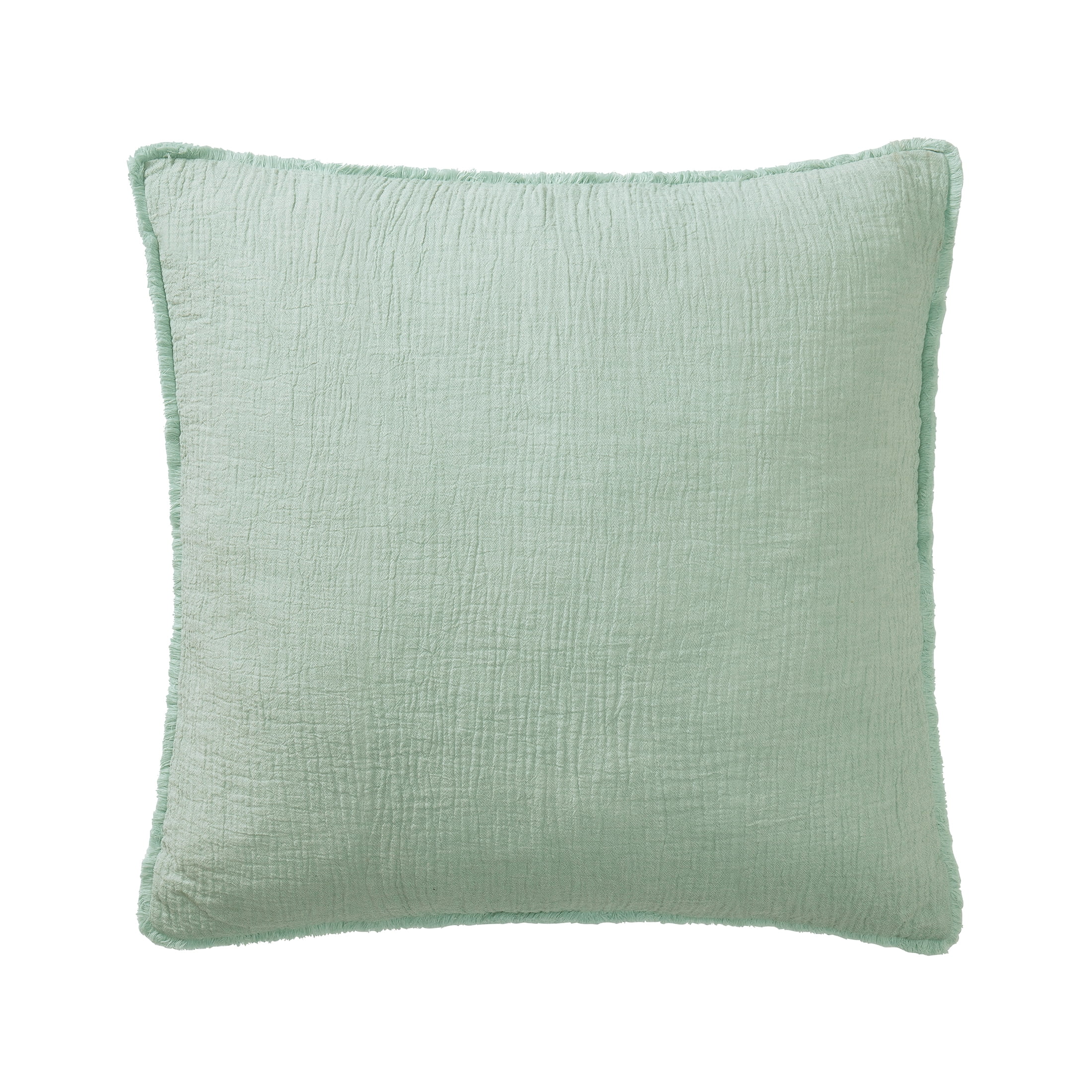 (2 pack) Better Homes & Gardens 22" x 22" Seafoam Green Oversized Cotton Gauze Fringe Decorative Pillow