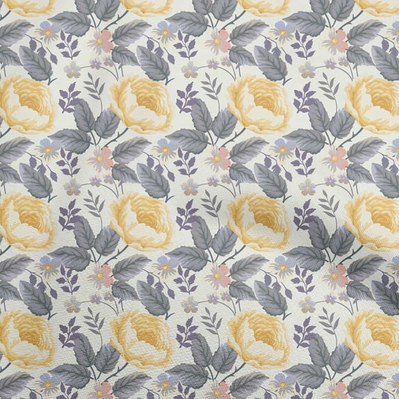 oneOone Polyester Spandex White Fabric Floral Craft Projects Decor Fabric Printed By The Yard 56 Inch Wide