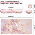 thumbnail image 2 of 4-in-1 Large Gaming Mouse Pad, Keyboard Wrist Rest Pad & Wrist Support Mousepad Set, Extended Desk Pad Waterproof Desk Mat for Home Office Study Game-Pink Gold Marble, 2 of 6