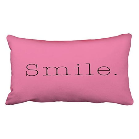 Hot Pink Cushion Covers WinHome Decorative Decorative Throw Pillow Case Cushion Cover Smile. Light Hot Pink And Black Smile Quote Pillow Covers Size 20x30 inches Two Side ()