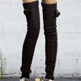 thumbnail image 2 of Leg Warmers Y2K for Women Soft Winter Clothing Fleece Women Gifts 80s Ribbed Thermal Knitted Compression Socks Dark Gray, 2 of 7