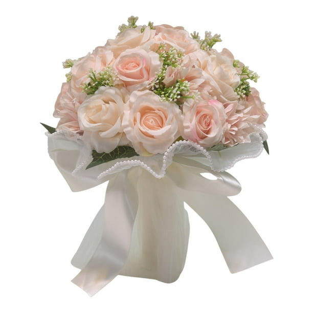 Ramos de boda Accesorios de boda Decoración artificial Rosas artificiales elegantes Champán rosa
