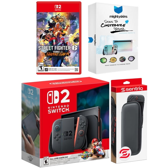 Nintendo Switch 2 Mario Kart World, Street Fighter 6, MightySkins Code and Protective Case Bundle