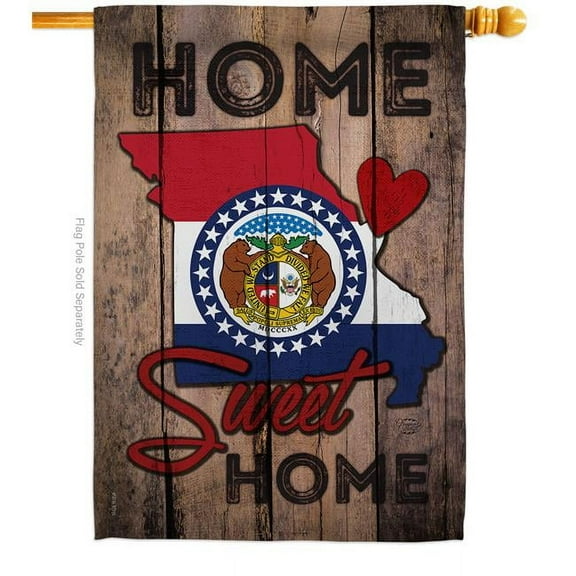 Ornament Collection H191131-BO 28 x 40 in. State Missouri Home Sweet American State Vertical House Flag with Double-Sided Decorative Banner Garden Yard Gift