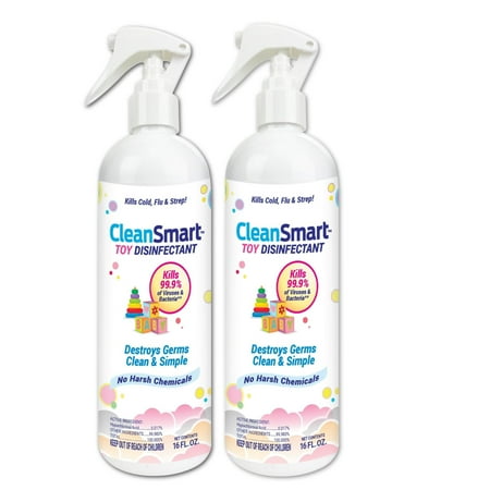 CleanSmart Toy Disinfectant Spray Kills 99.9% of Viruses and Bacteria  Rinse Free  16 oz Bottle  (Pack of 2)