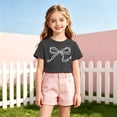 thumbnail image 2 of Bainana Summer T Shirts For Girls Bowknot Print Short Sleeve Graphic Tees Comfortable Casual Teen Kids Outdoor Play Crew Neck Tshirts Size 1-14 Years, 2 of 4