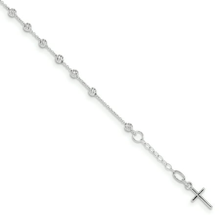 75in Pendant - 14k White Gold Cross Religious Miraculous Medal Pendant Charm Necklace .75in Extension Bracelet 6 Inch Gifts For Women For Her